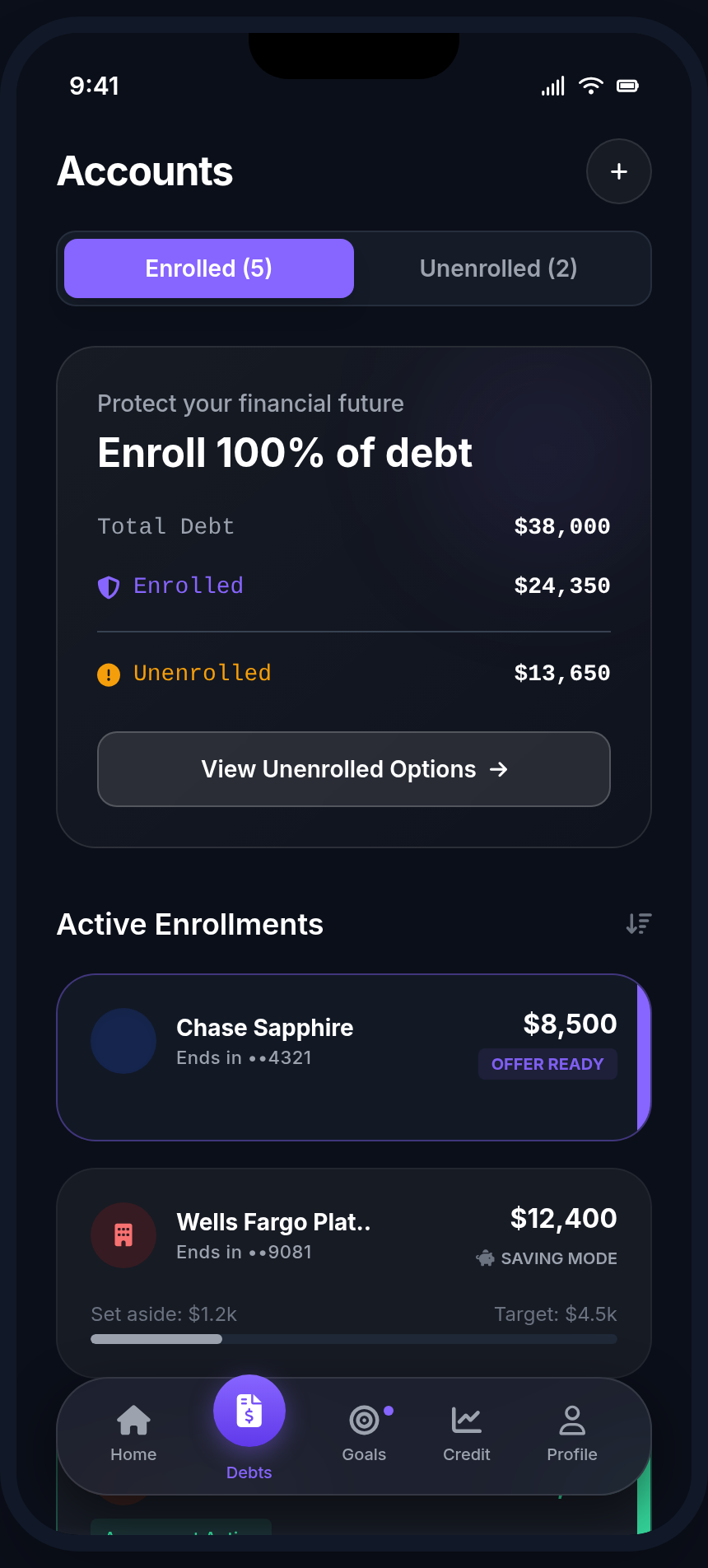 Settle app — Every account, clearly laid out